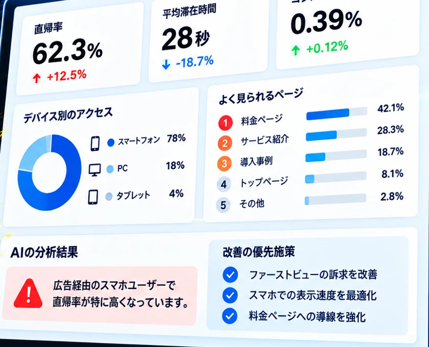 離脱の理由を調べる分析画面